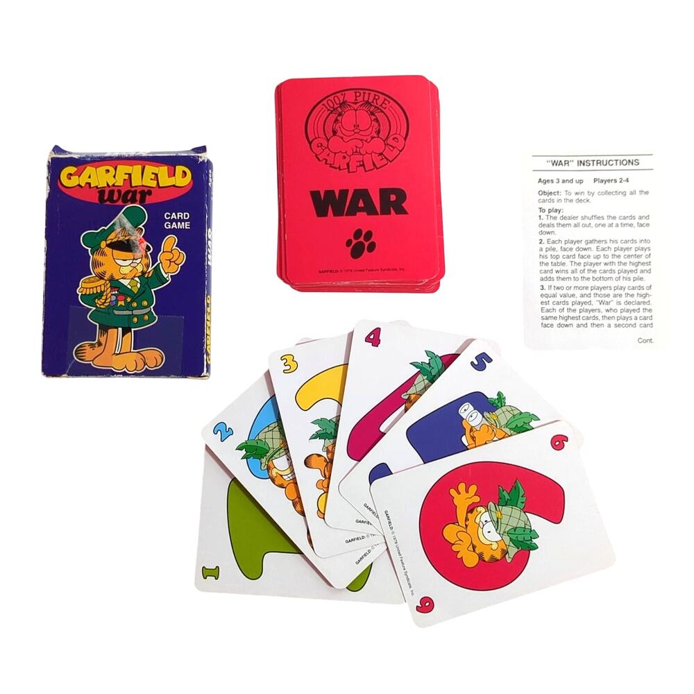 Vintage 1978 Garfield The Cat Comic Strip War Card Game Deck Complete 36 Cards